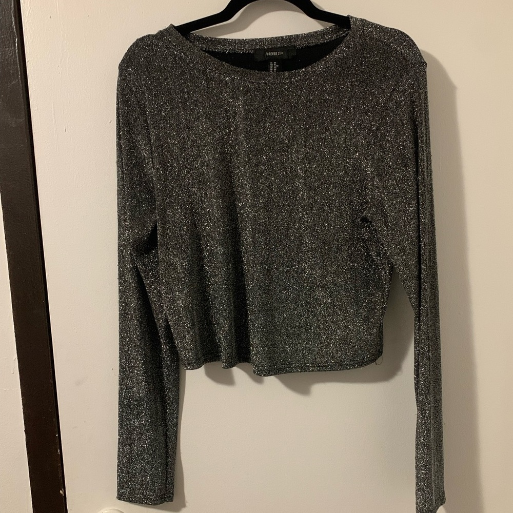 Forever21 Plus Metallic Knit Crop Top